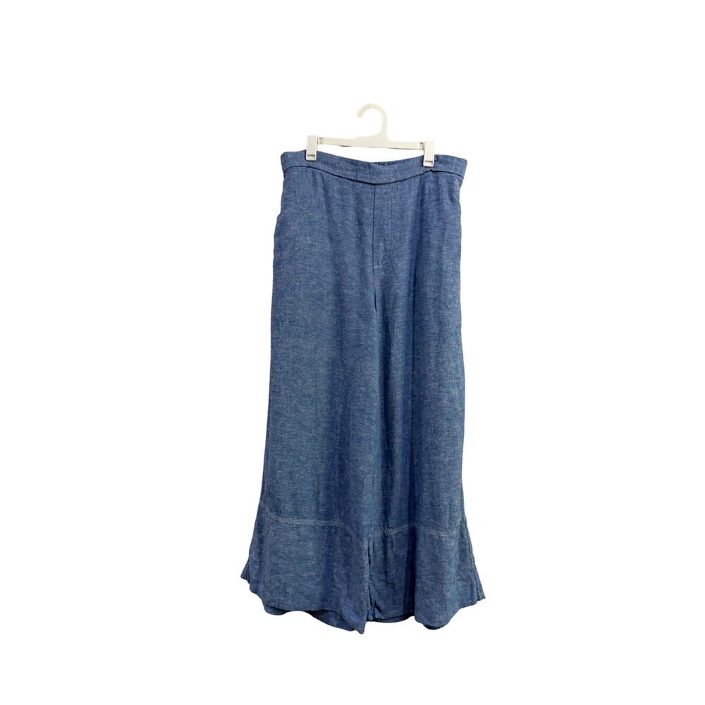 Banana Republic Antique Blue Linen Blend Wide Leg Cropped Pants Small High Rise